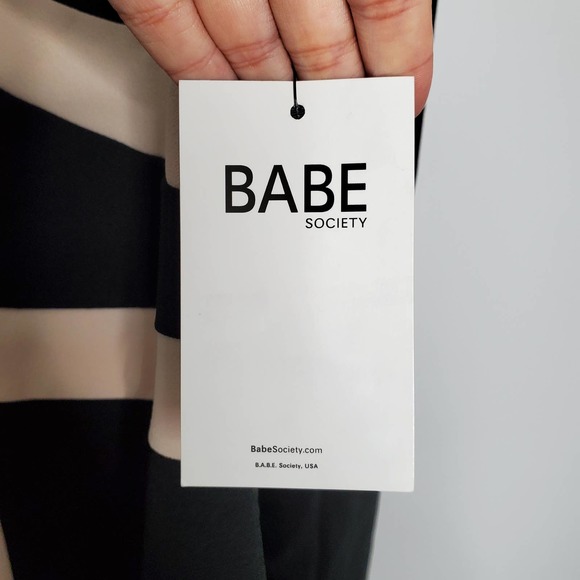 ENTRY • Babe Society Black Nude Patience Two Toned Mini Dress Sz L - Picture 6 of 8